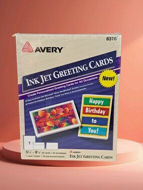 Avery 8316 New Pack of Ink Jet Greeting Cards 25 Pre-scored Sheets 8.5" x 5.5"